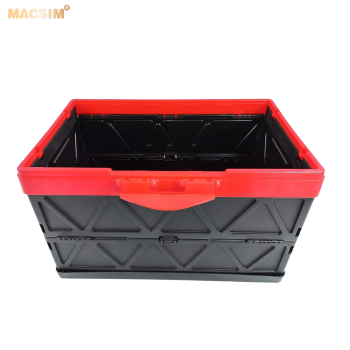 Hộp đựng đồ 48l đen pha đỏ xếp gọn kích thước 50cm x 32cm x 31cm - hộp đựng đồ trong cốp ô tô nhãn hiệu Macsim chất liệu PP cao cấp