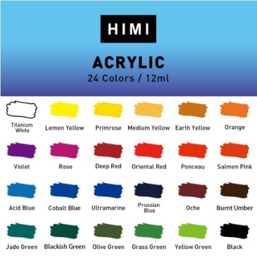 Màu Acrylic Miya Himi Set 12/18/24 màu dạng tuýp 12ml