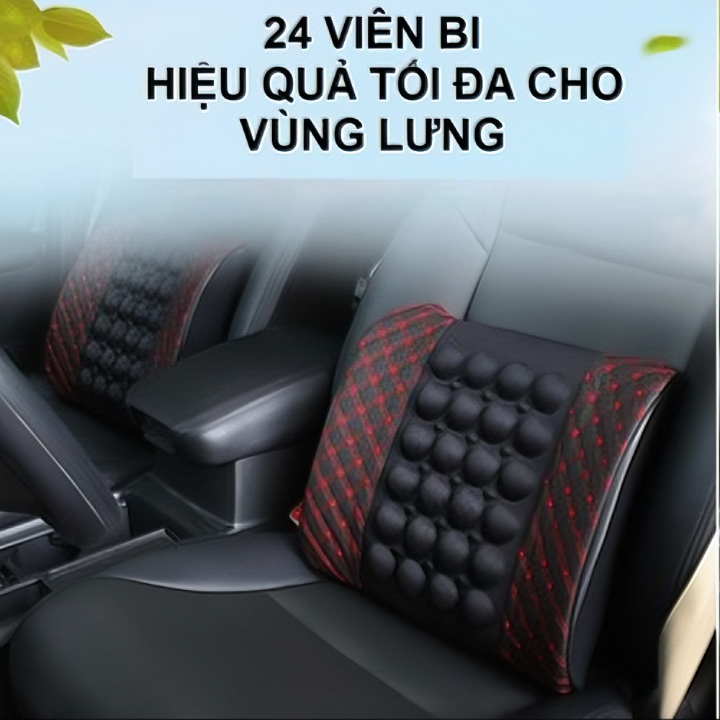 Gối đệm massage tựa lưng trên ô tô rung thư giãn giảm đau mỏi lưng vô cùng hiệu quả loại lớn 35cm (Tặng kèm quà tri ân) - Hàng chính hãng