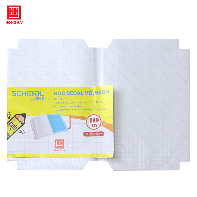 Bọc decal Hồng Hà vở ô ly, sách bài tập ( 280x380mm ) (10 chiếc/tập) - 3562