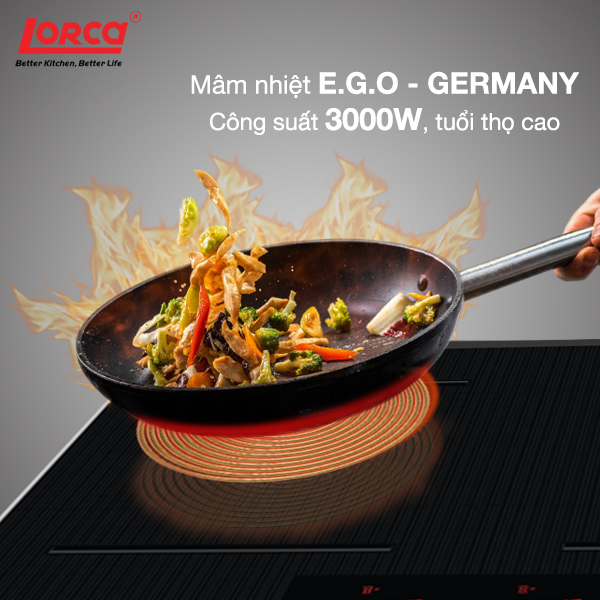 Bếp Từ Đôi LORCA LCI 890 PLUS - Hàng Nhập Khẩu Từ Đức Chính Hãng Cao Cấp, Công Nghệ E.G.O Hiện Đại và Tiết Kiệm Năng Lượng