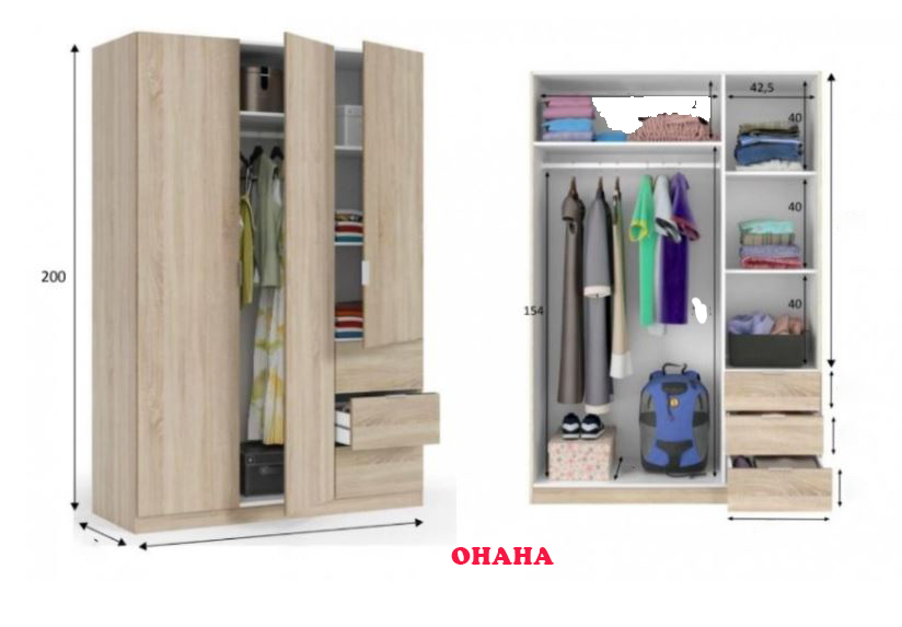 TỦ QUẦN ÁO HIỆN ĐẠI NHIỀU NGĂN OHAHA - TQA042