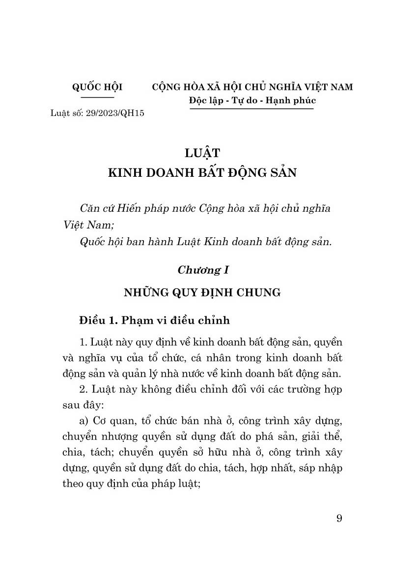 Luật Kinh doanh bất động sản năm 2023 ( Sửa đổi, bổ sung năm 2024) - Bản in năm 2024