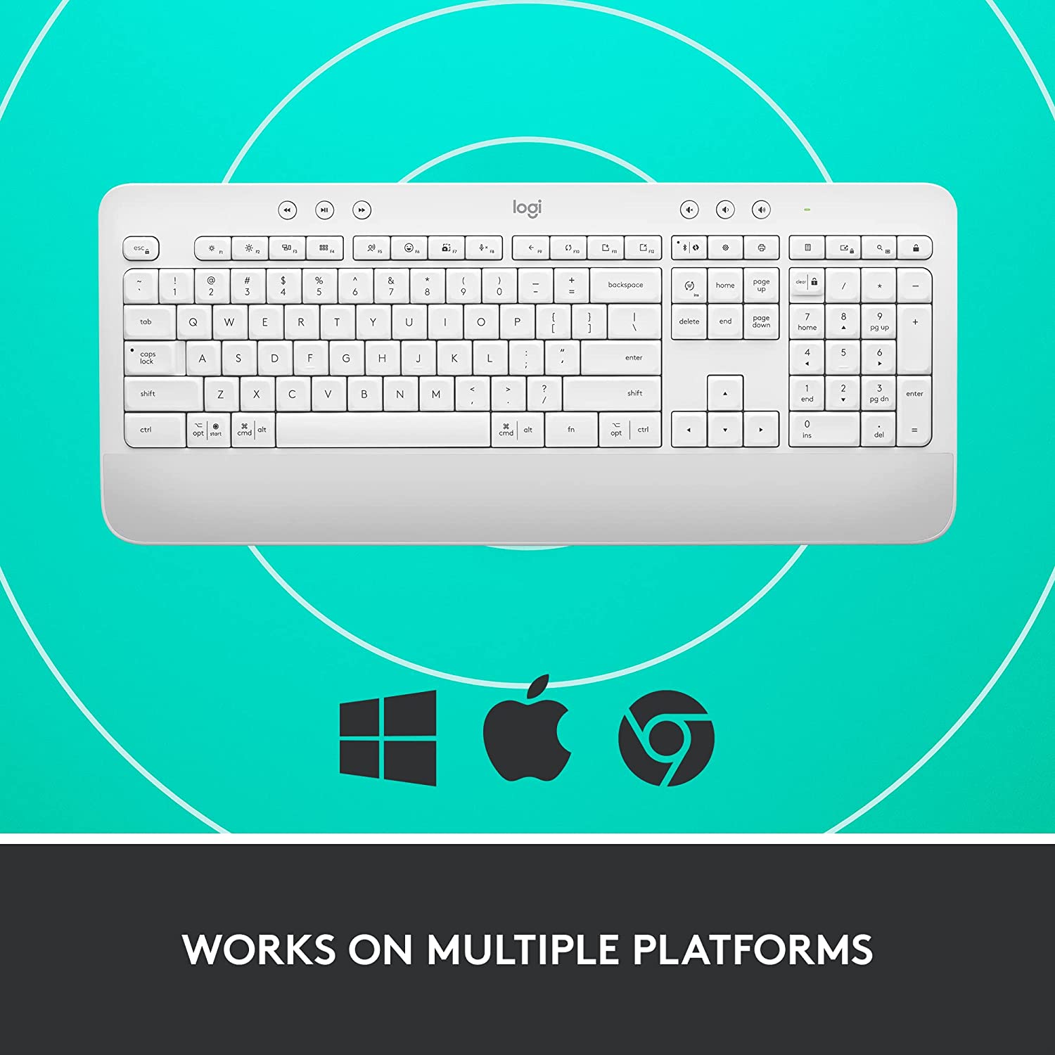 Bàn Phím Không Dây Logitech Signature K650 - Nhỏ gọn, gác tay tích hợp, tương thích Mac , Bluetooth & USB Bolt - Hàng chính hãng