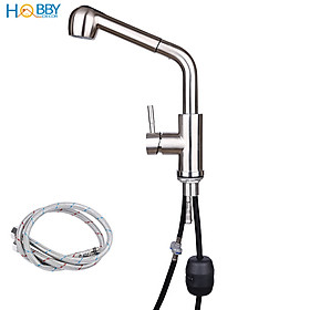 Vòi rửa chén nóng lạnh dây rút inox 304 mẫu thấp Hobby Home Decor VDR2