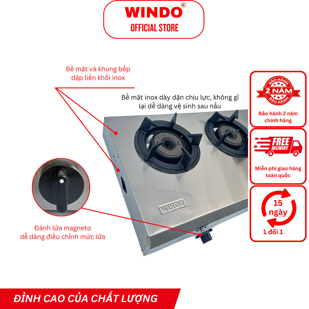 Bếp Khè Công Nghiệp 3 Lò WINDO - 38SI - Hàng Chính Hãng - Bảo Hành 2 Năm