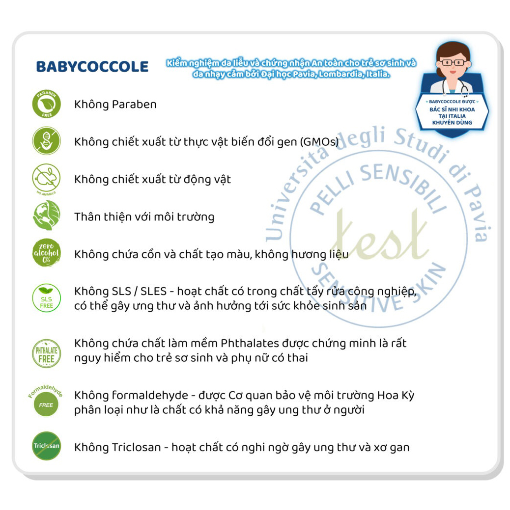 Phấn rôm nước với tinh bột bắp Babycoccole 0M+