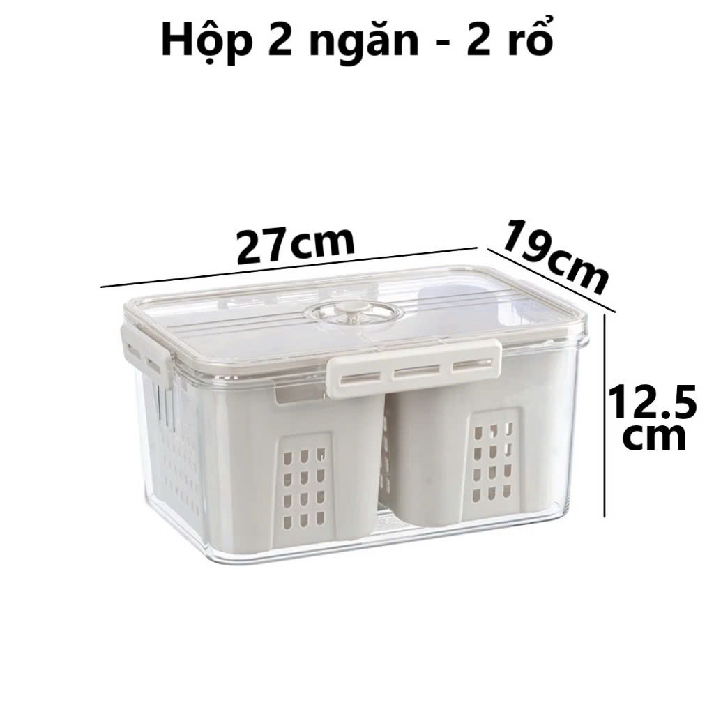 Hộp thực phẩm chữ nhật 2 ngăn Hokori 6570 - Hàng chính hãng nhựa Việt Nhật