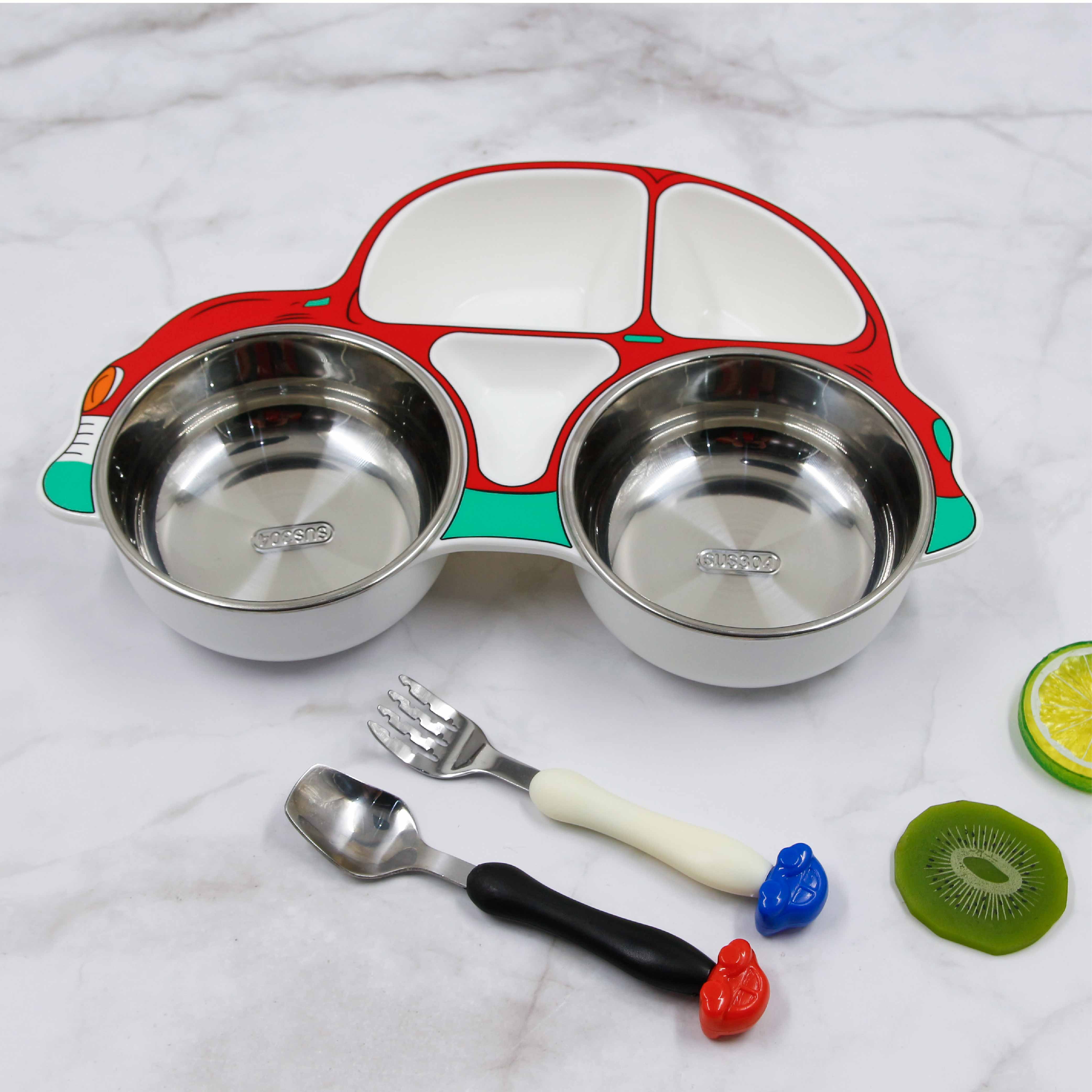 Set khay ăn dặm cho bé bằng Inox và Nhựa cao cấp Royalcare phù hợp ăn BLW, ăn dặm kiểu Nhật và ăn dặm truyền thống