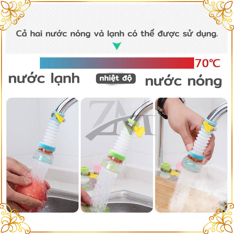 Vòi tăng áp suất , đầu vòi nối rửa bát tăng áp xoay 360 độ cho bồn rửa chén có than hoạt tính