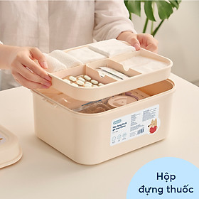 Hộp Đựng Thuốc Gia Đình 2 Tầng Okina , Hộp Y Tế ĐA NĂNG Phân Loại Thuốc Cỡ Lớn Siêu Tiện Dụng - Hàng chính hãng inochi ( Tặng kèm khăn lau pakasa) Giao màu ngẫu nhiên
