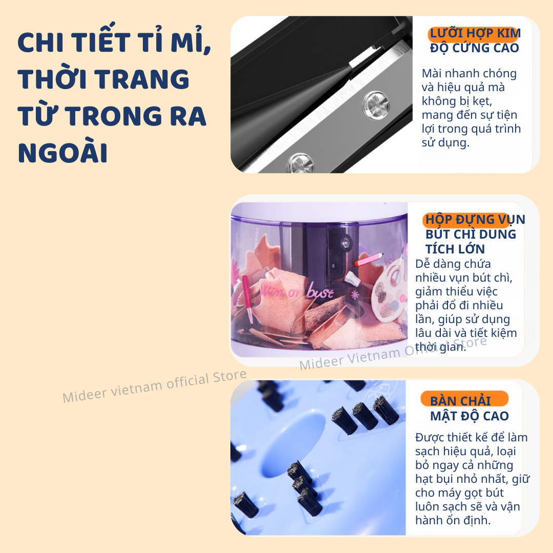 Gọt bút Chì tự động, tẩy tự động, đồ dùng học tập cho bé cao cấp Mideer Artist Electric Stationery