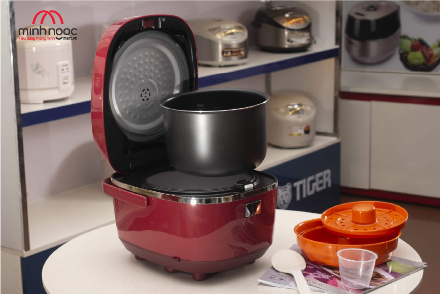 HÀNG CHÍNH HÃNG: Nồi cơm điện Tiger dung tích 1.0l JBX-A10W màu đỏ
