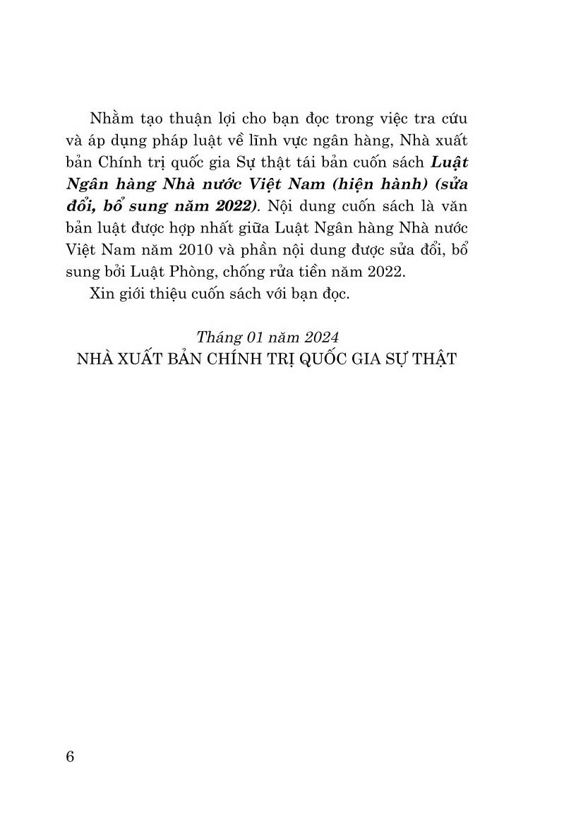 Luật ngân hàng nhà nước Việt Nam (hiện hành) (sửa đổi, bổ sung năm 2022)