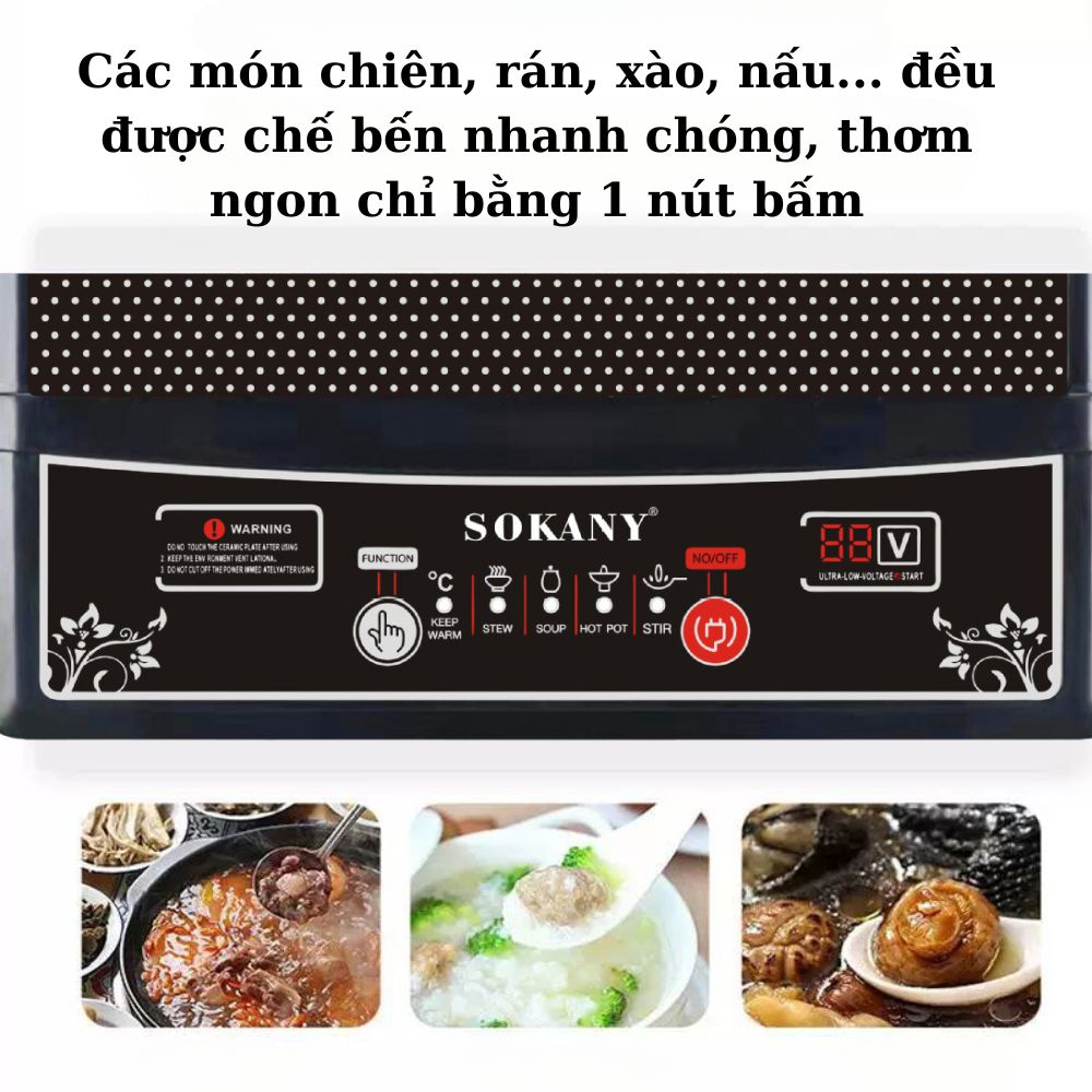 Bếp từ đơn SOKANY SK-07046 công suất 2200W, cực kì tiết kiệm với 5 chế độ nấu, phím bấm cơ, tích hợp tính năng tự ngắt an toàn - HÀNG CHÍNH HÃNG