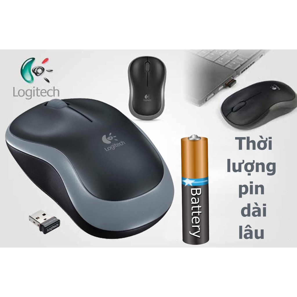 Chuột không dây Logitech B175 - Kết nối USB Receiver - Hàng Chính Hãng