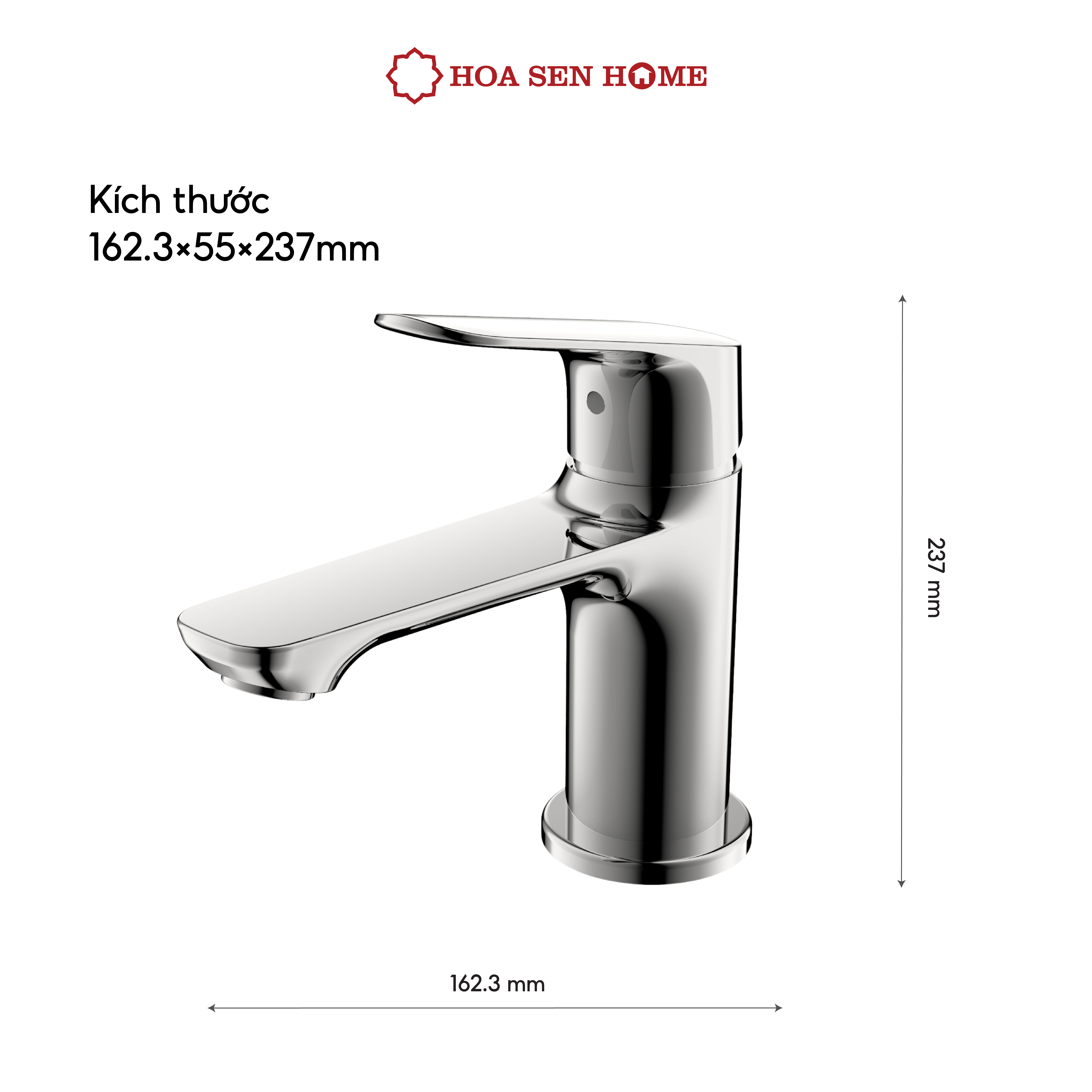 Vòi lavabo nóng lạnh TUSLO F002 Luxury chất liệu đồng nguyên chất, mạ Crom-Niken, công nghệ tạo bọt khí hiện đại - Hoa Sen Home - Hàng chính hãng