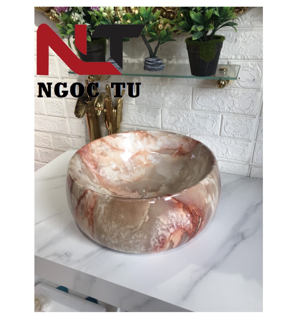 CHẬU RỬA MẶT, LAVABO ĐẶT BÀN NGỌC BÍCH NHẬP KHẨU CAO CẤP CHÍNH HÃNG GROVES NT1