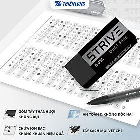 Gôm tẩy không bụi mịn - Strive Dust Free Thiên Long E-035 - Chứa ion bạc kháng khuẩn