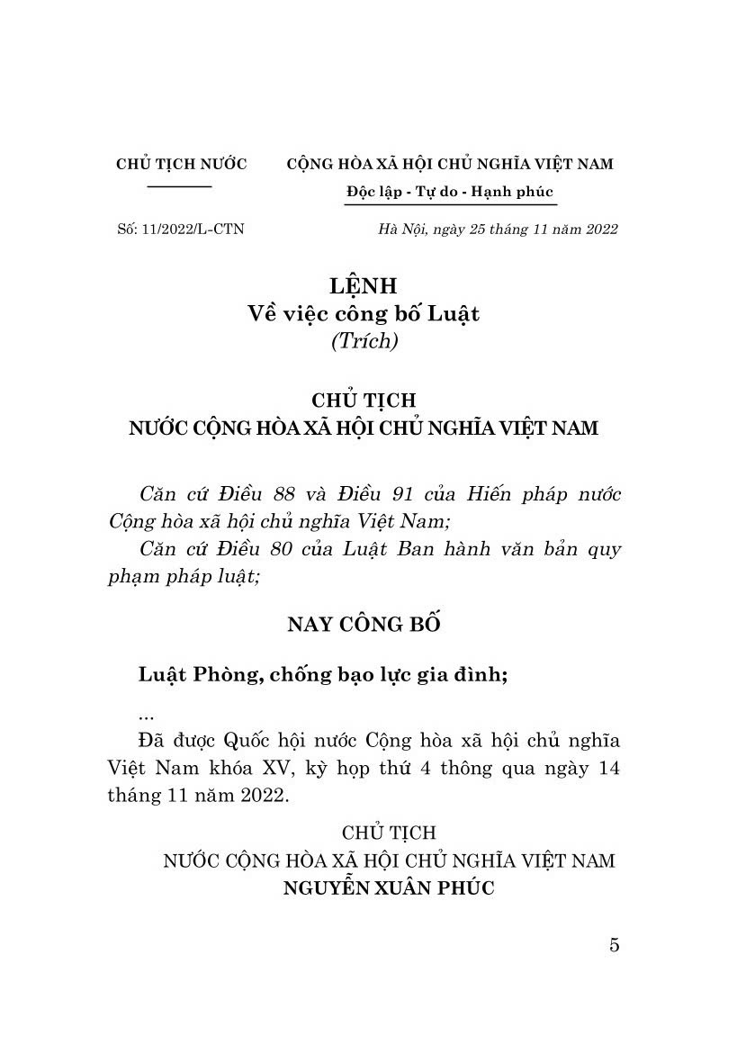 Luật phòng, chống bạo lực gia đình năm 2022 - bản in 2024