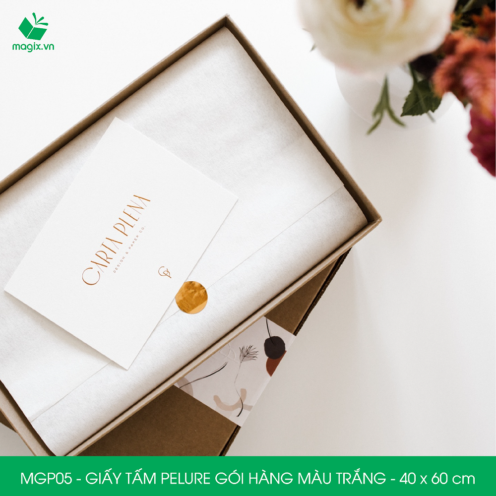 MGP05 - 40x60 cm - 100 tấm giấy Pelure trắng gói hàng, giấy chống ẩm 2 mặt mịn, giấy bọc hàng thời trang