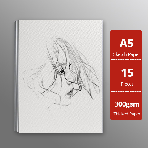 Giấy vẽ A5L chuyên dụng cao cấp giấy Sketch vẽ đẹp 2 mặt, chất giấy có vân màu trắng kem sang, giấy nhập khẩu 100% từ Ý định lượng 300gsm, xấp giấy15 tờ Green Art - Hàng chính hãng