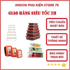 Hộp Đựng Thực Phẩm Chữ Nhật Nhiều Cỡ Có Nắp Sản Xuất Theo Tiêu Chuẩn Nhật Bản Inochi ( Tặng kèm khăn lau đa năng pakasa ) - Hàng Chính Hãng ( Giao màu ngẫu nhiên)