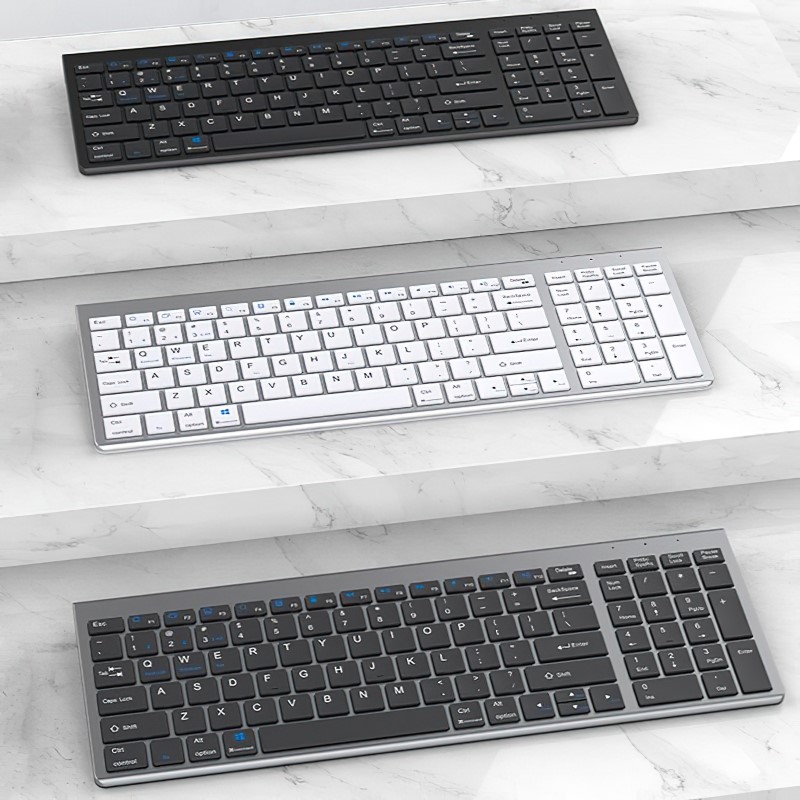 Bàn phím không dây mini W160 - pin sạc - đa kết nối bluetooth 5.0 + 3.0 + Usb wireless 2.4G hàng nhập khẩu