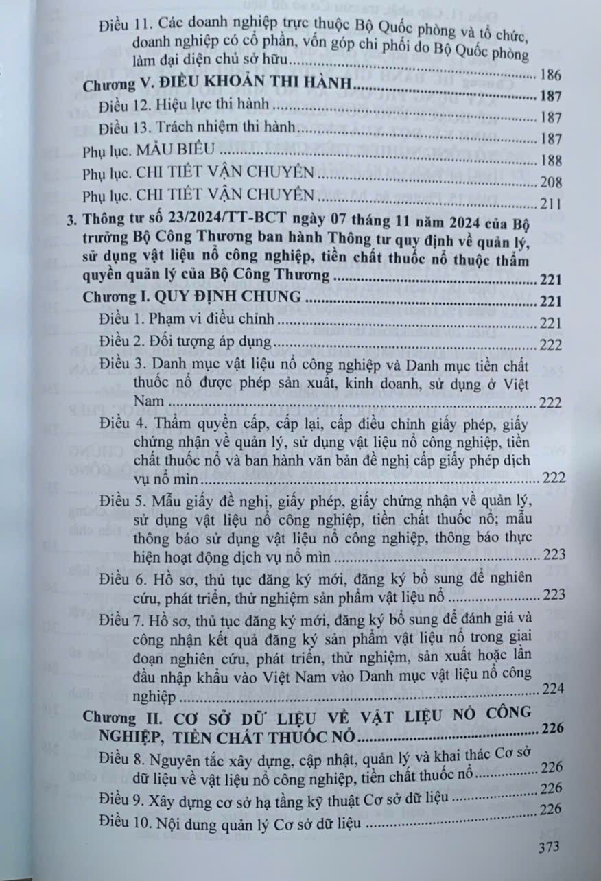 Luật Quản lý, sử dụng vu khi, vật liệu no và công cụ hỗ trơ, các văn bản quy định chi tiết, hướng dẫn thi hành