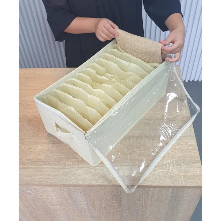 Hộp vải đựng quần áo chia 11 -12 ngăn đựng đồ đa năng - Chính Hãng miDoctor