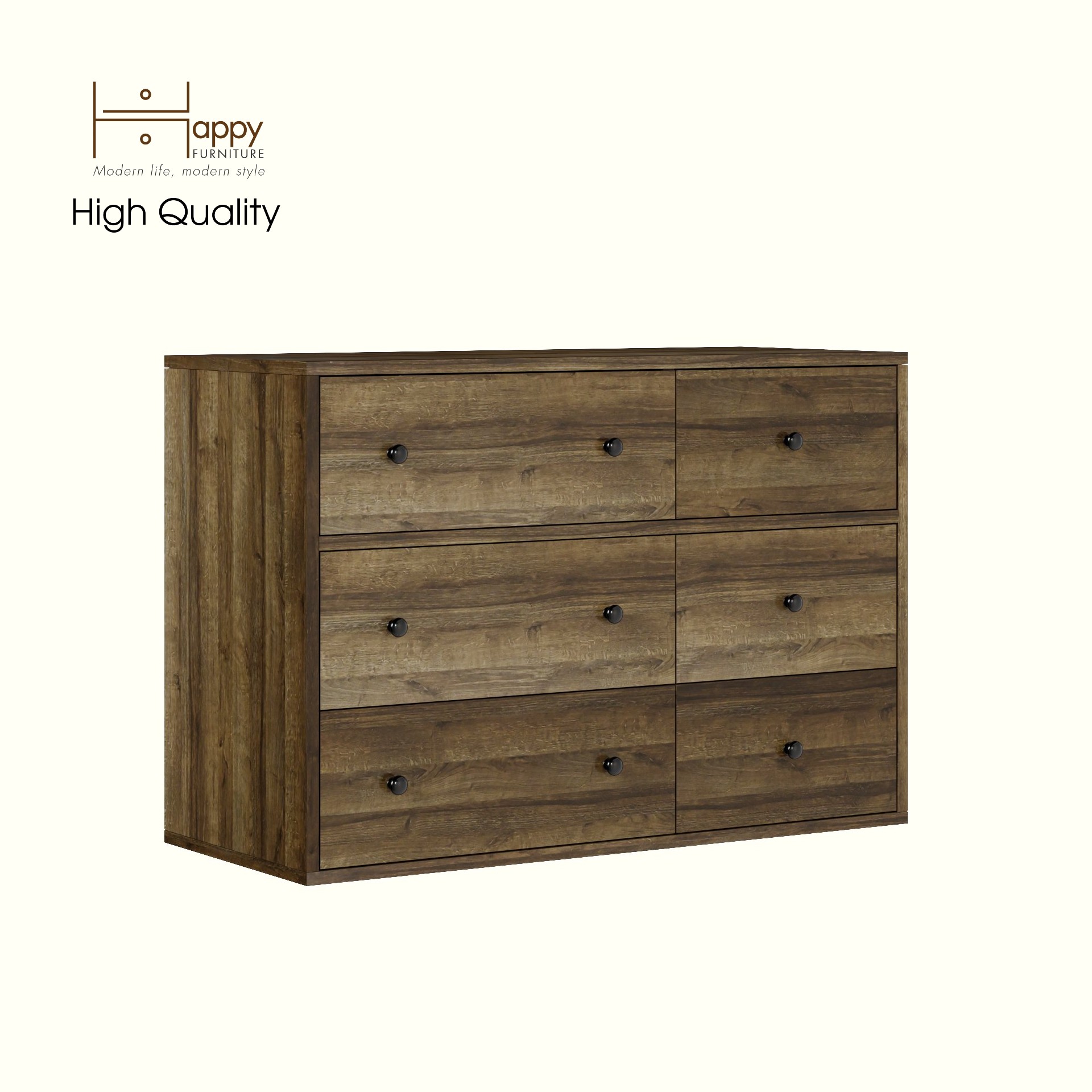 HAPPY FURNITURE , ZACY - Tủ lưu trữ 6 ngăn kéo , THK_211 , 90cm x 40cm x 63cm DxRxC, Sản phẩm phổ thông