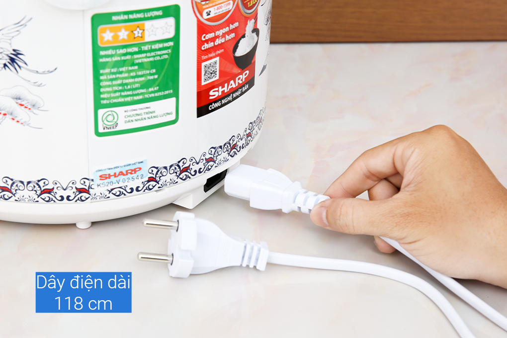 Nồi cơm điện nắp gài Sharp 1.8 lít KS-183TJV-CR - Hàng chính hãng