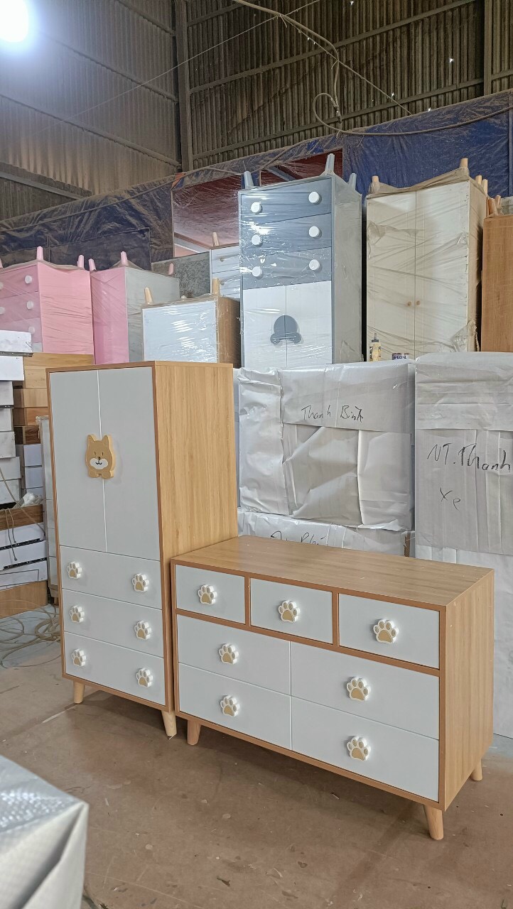 Tủ trẻ em, tủ đựng đồ cho bé gỗ MDF phủ melamine thương hiệu HUCHU