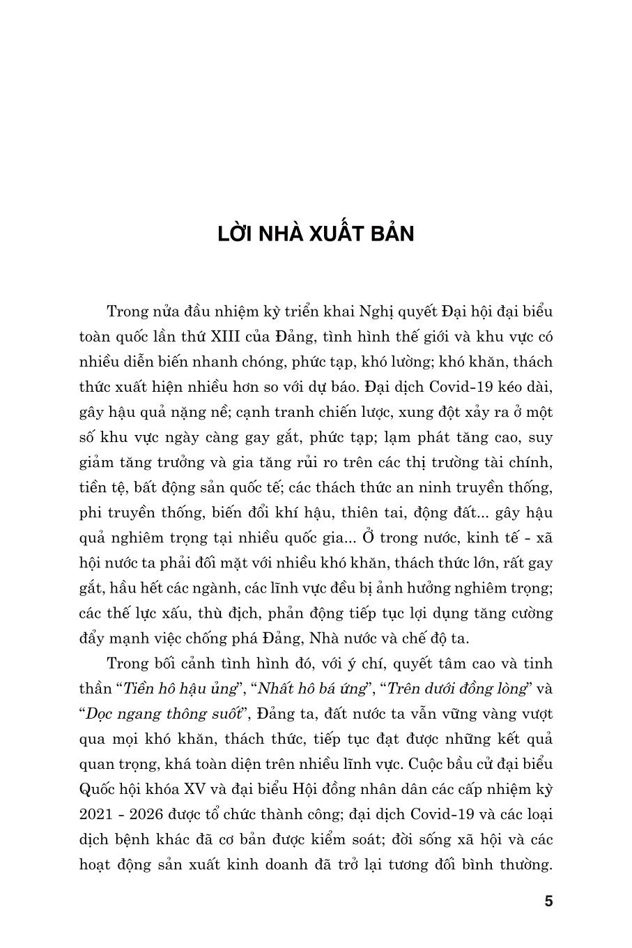 Biến thách thức thành cơ hội. Quyết tâm đột phá đưa đất nước phát triển nhanh, bền vững (bản in 2024)