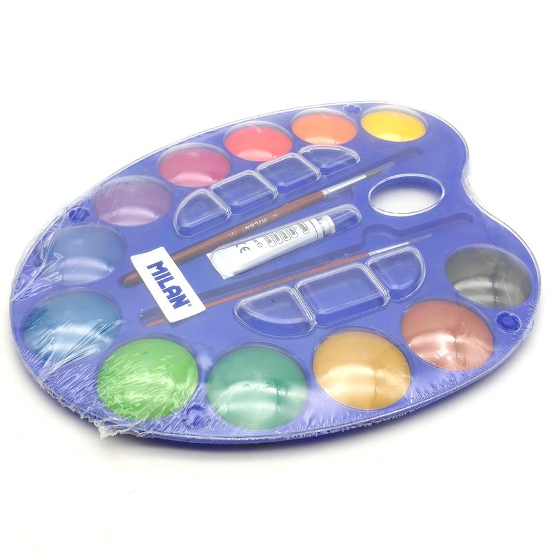 Khay 12 Màu Nước + 2 Cọ ống Bơm Nước Milan 054412