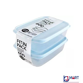 Set 2 hộp nhựa đựng thực phẩm Fitin Pack 600ml nắp dẻo màu xanh mint - Nội địa Nhật Bản
