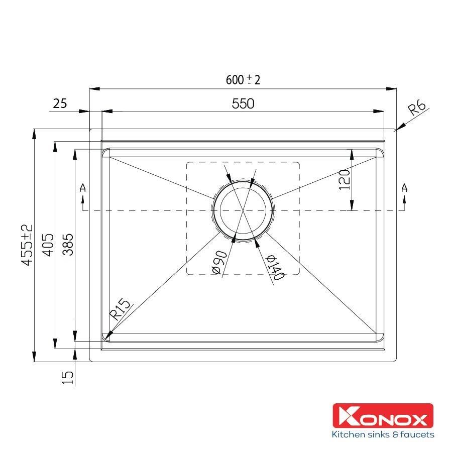 Chậu rửa bát inox 1 hố KONOX Undermount Series Model KN6046SU