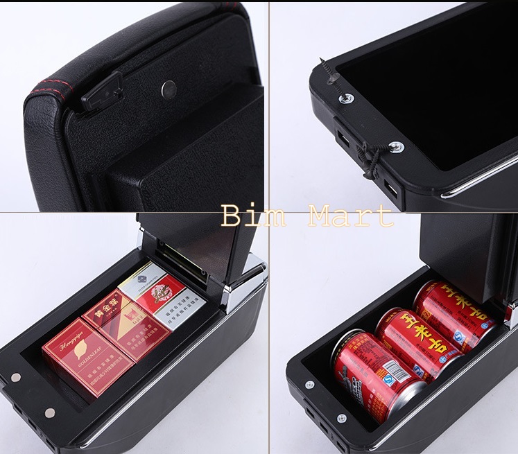 Hộp tỳ tay dành cho xe Toyota Rush/Avanza tích hợp 7 cổng USB, bọc da cao cấp