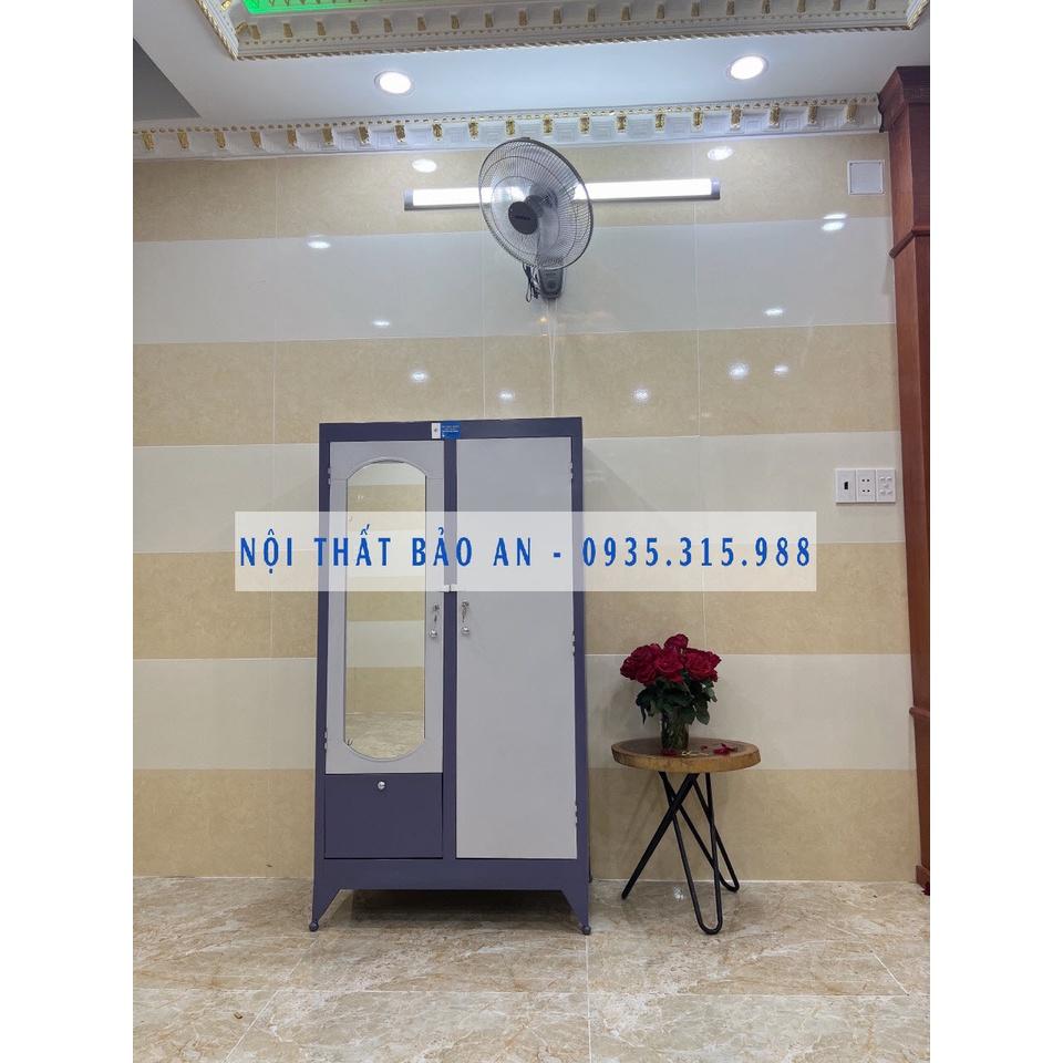 Tủ sắt đựng quần áo 1m6 - XANH