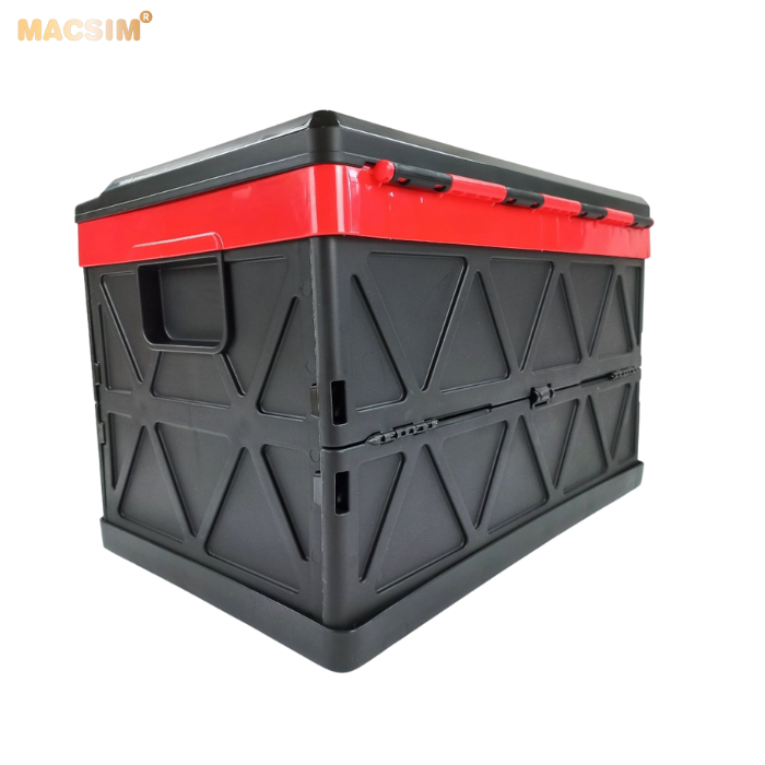 Hộp đựng đồ 48l đen pha đỏ xếp gọn kích thước 50cm x 32cm x 31cm - hộp đựng đồ trong cốp ô tô nhãn hiệu Macsim chất liệu PP cao cấp