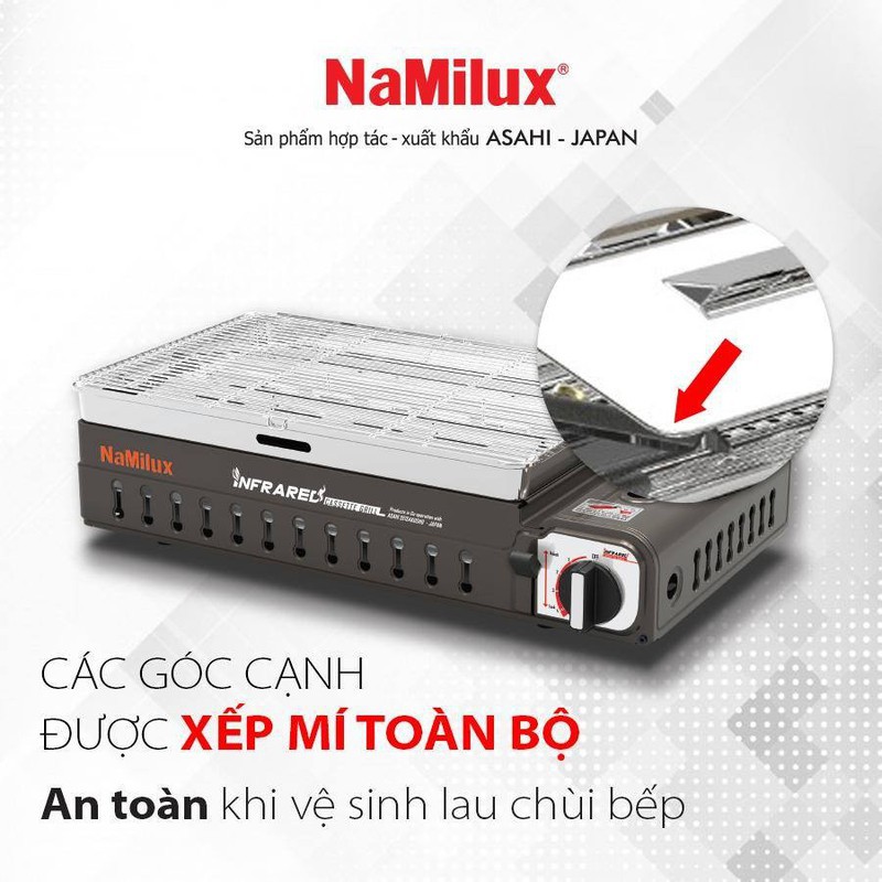 BẾP NƯỚNG + NẤU GAS ĐA NĂNG NAMILUX GM2120PS HỒNG NGOẠI - HÀNG CHÍNH HÃNG ( CÓ KÈM KIỀNG ĐỂ CHUYỂN NƯỚNG SANG NẤU - SỬ DỤNG VAN NGẮT GAS AN TOÀN INLINE CUT )