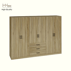 HAPPY FURNITURE , HEINEE - Tủ quần áo 6 cửa mở, TCM_218 , 240cm x 54cm x 180cm DxRxC, sản phẩm phổ thông