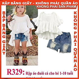 Rập giấy A0 mã R329- Rập áo dáng dài cho bé gái (BẢN VẼ)