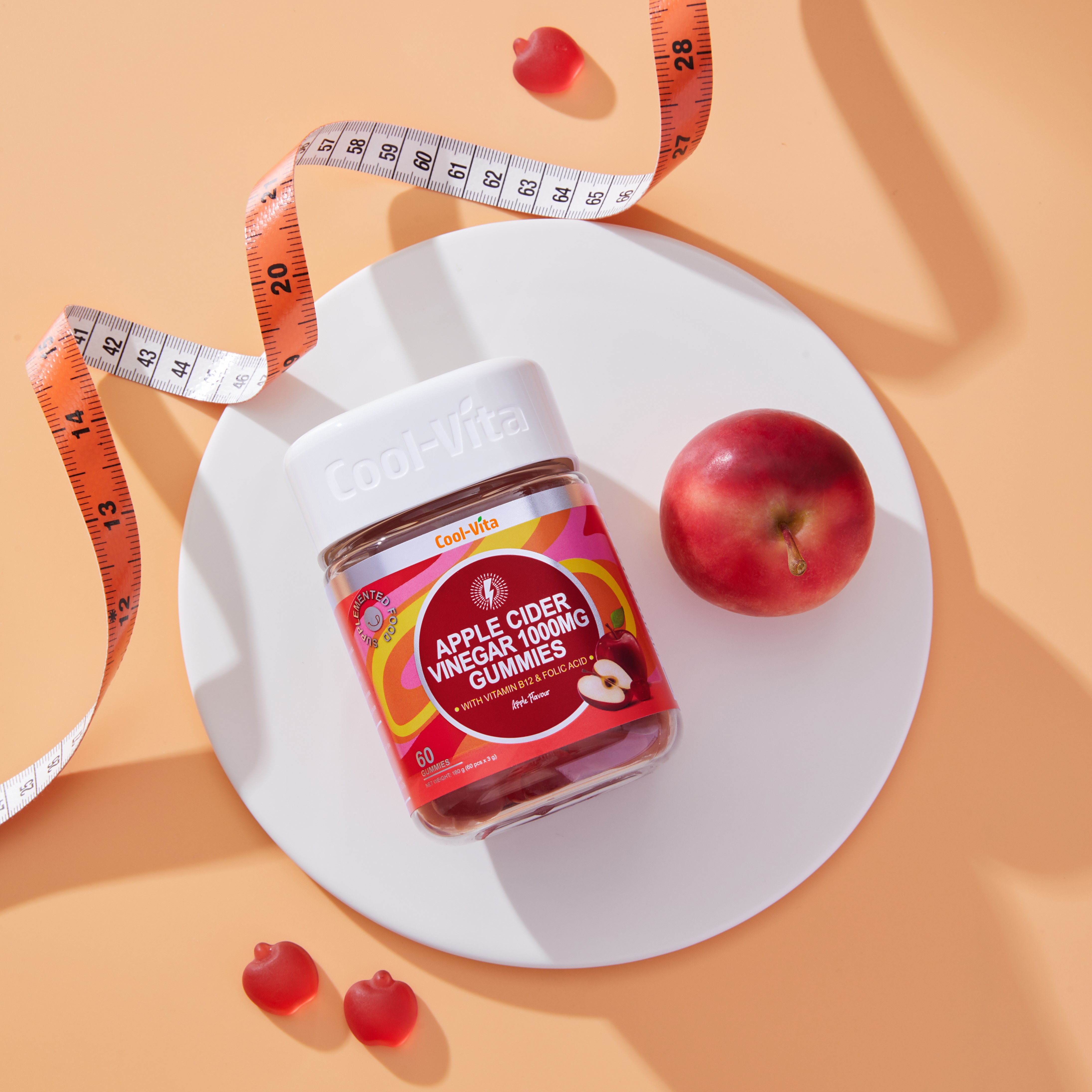 Combo 3 Hộp Kẹo Dẻo Giấm Táo Vitamin B12 Hỗ Trợ Tiêu Hóa, Tăng Cường Miễn Dịch Coolvita (60 viên x 3g)/hộp