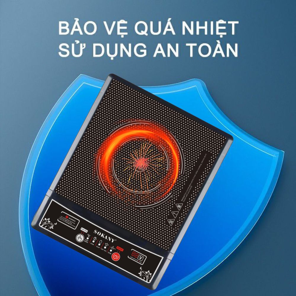 Bếp từ đơn SOKANY SK-07046 công suất 2200W, cực kì tiết kiệm với 5 chế độ nấu, phím bấm cơ, tích hợp tính năng tự ngắt an toàn - HÀNG CHÍNH HÃNG