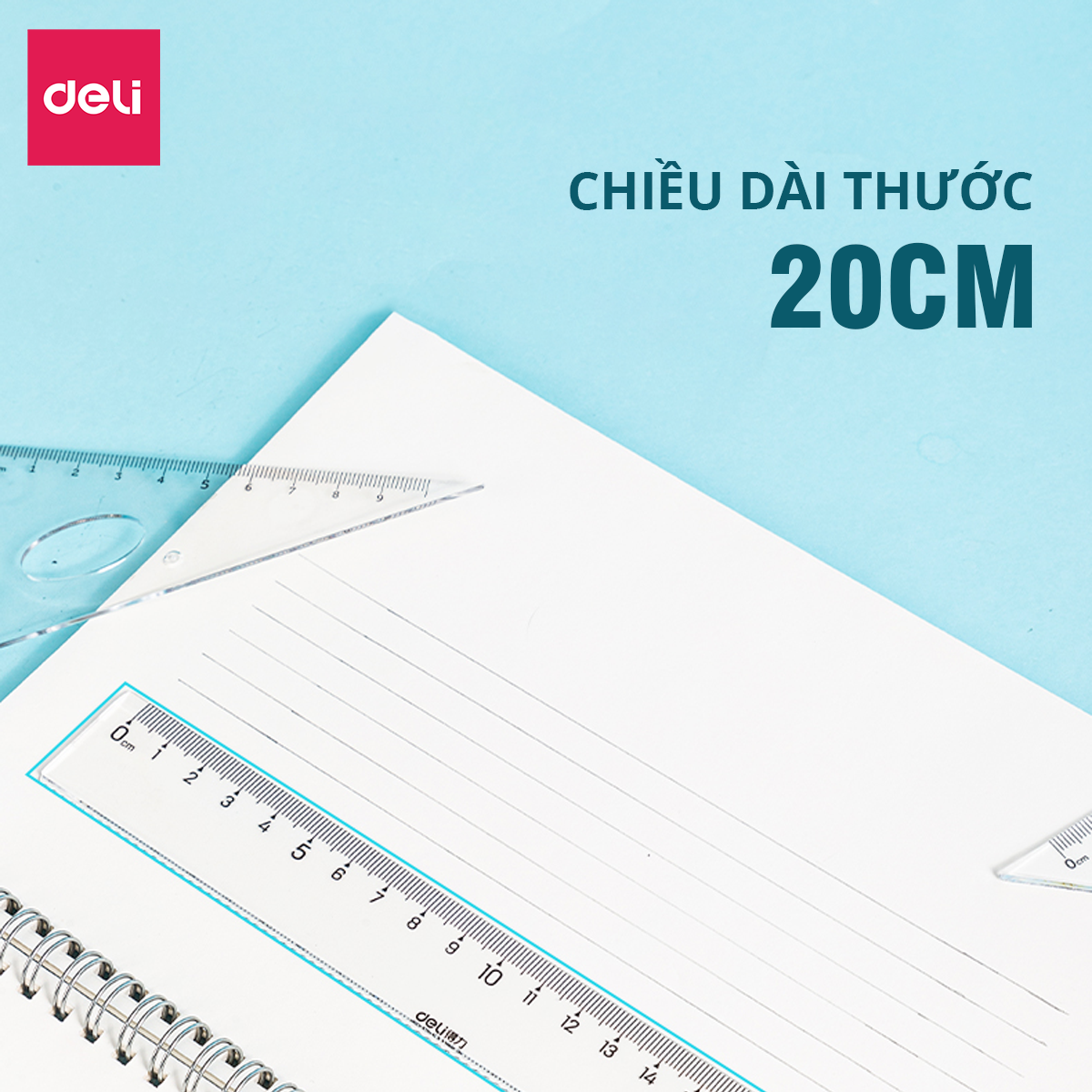 Bộ Thước Kẻ Thước Đo Độ Eke Học Sinh Deli - Bộ Dụng Cụ Học Tập 4 Chiếc - 79529 79530