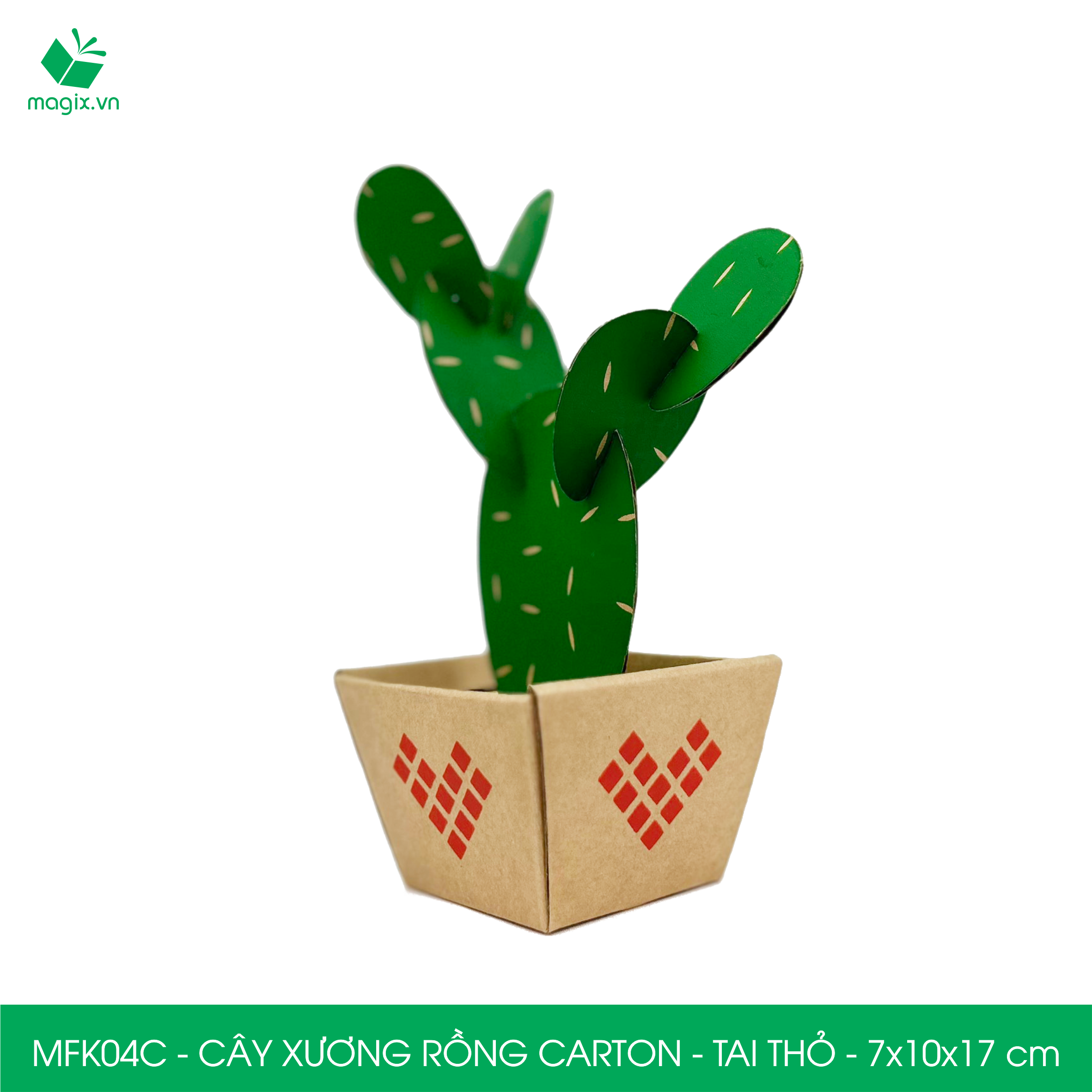 MFK04C - 7x10x17 cm - Cây xương rồng lắp ráp bằng giấy carton để bàn trang trí, bộ xếp hình sáng tạo