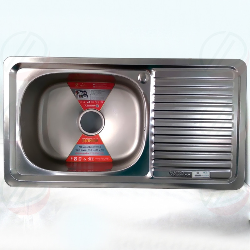 Bộ Chậu Rửa Bát Inox 1 Hộc 1 Bàn TÂN Á ĐẠI THÀNH Có Chân Kèm Vòi Nước Lạnh - Hàng Chính Hãng Tặng rổ rút, dây cấp inox, đầu nối ống xả chống hôi