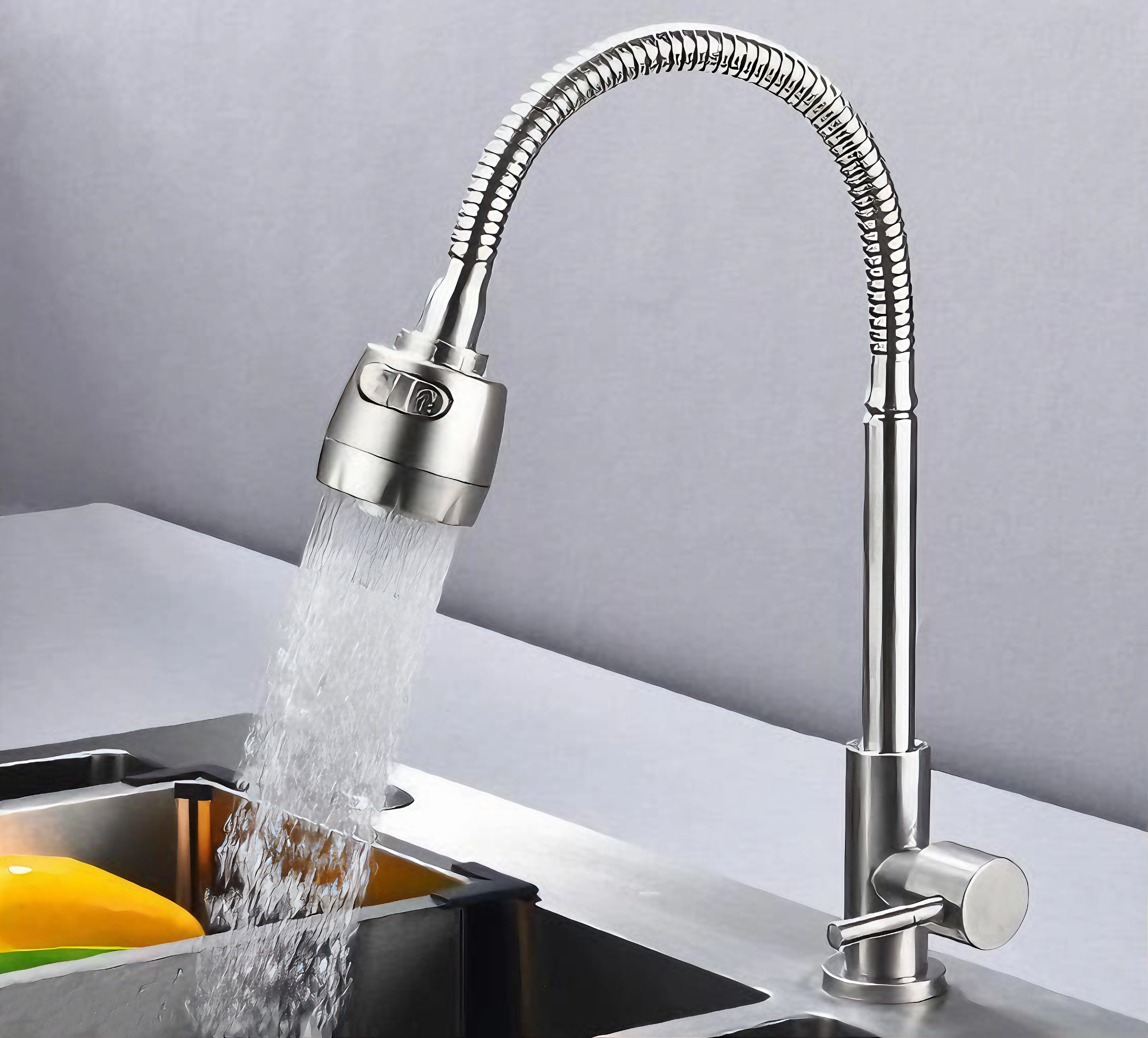 Vòi rửa chén nóng lạnh KG95 cao cấp cần lò xo bẻ xoay 360 dễ sử dụng inox304 - Hàng chính hãng