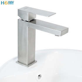 Vòi chậu lavabo rửa mặt nóng lạnh inox 304 mờ Hobby home decor VRM6